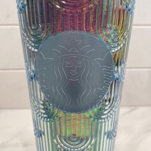 Starbucks - Limited Edition Iridescent Teal/Aqua Mermaid Straw Tumbler Set - Picture 3 of 7